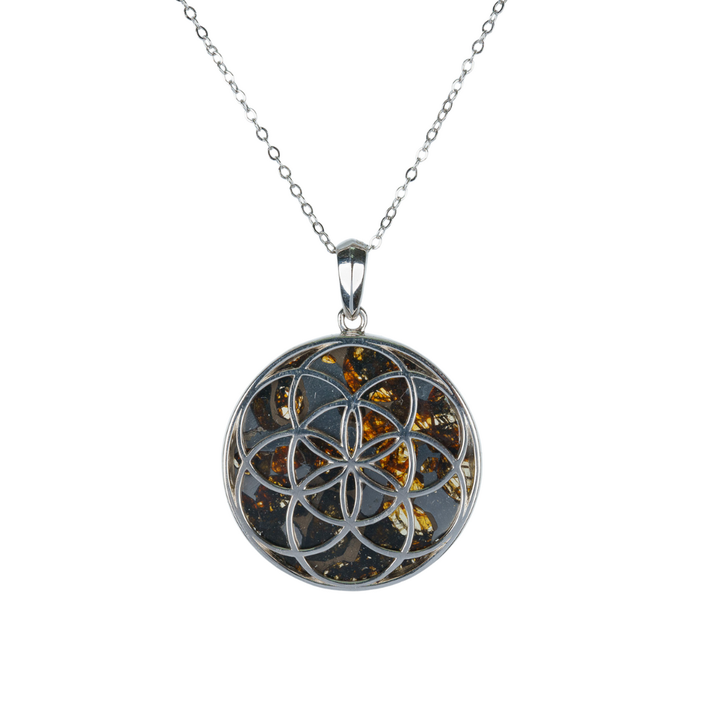 Pallasite Meteorite Seed of Life Necklace