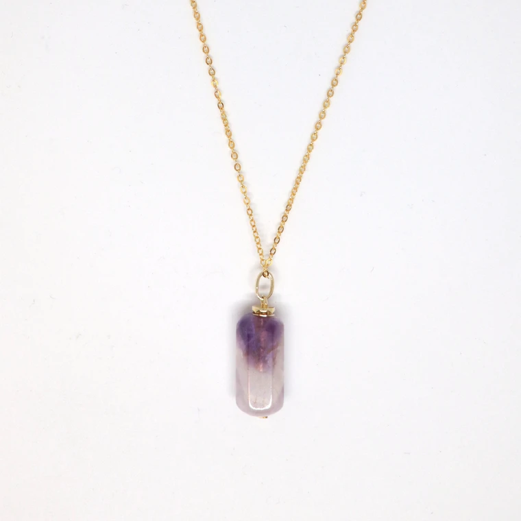 Banded Amethyst Bar Gold Aroma Necklace