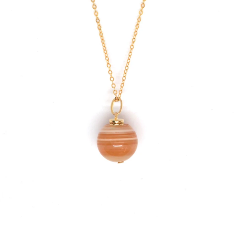 Banded Carnelian Gold Aroma Necklace