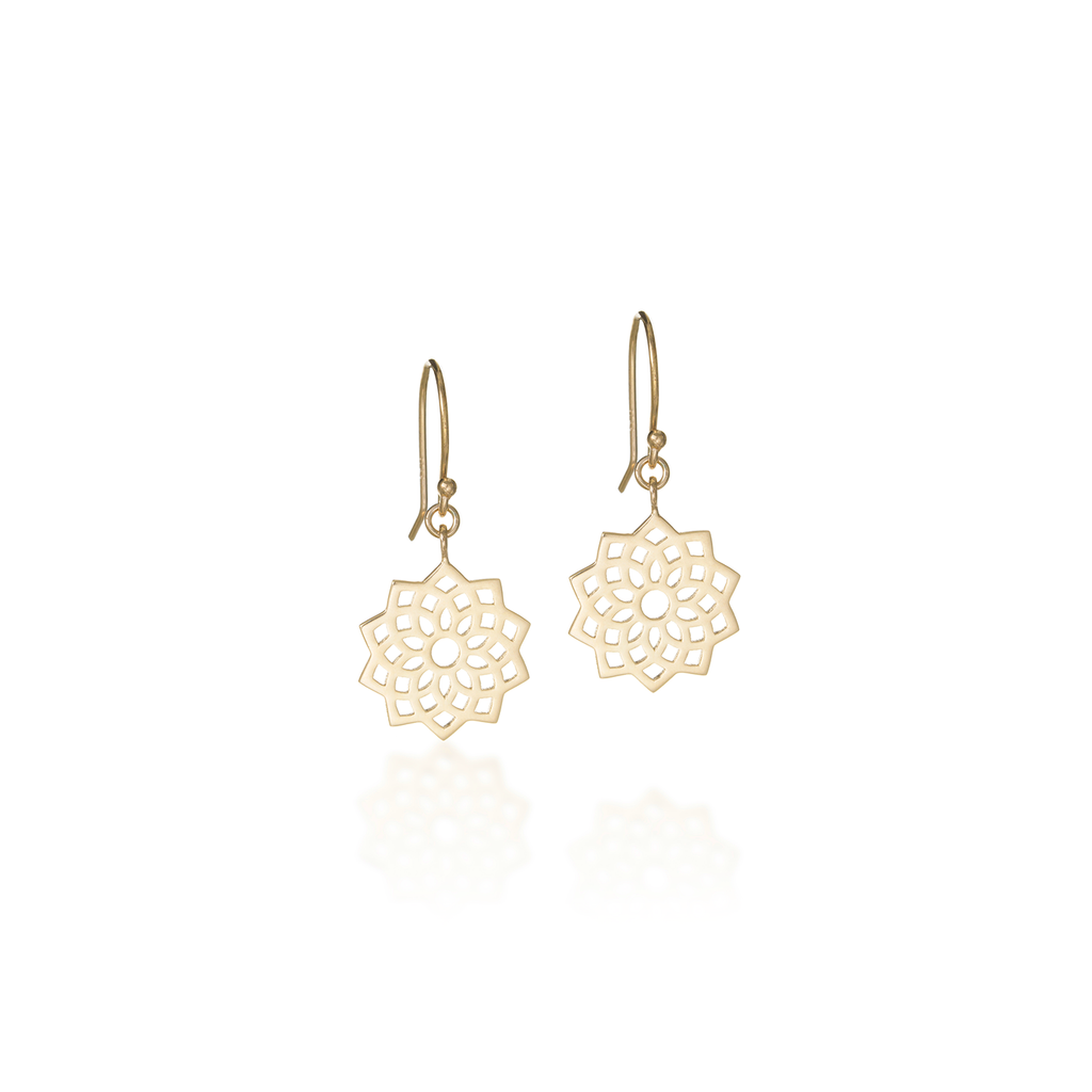 Crown Chakra Yellow Gold Dangle Earrings