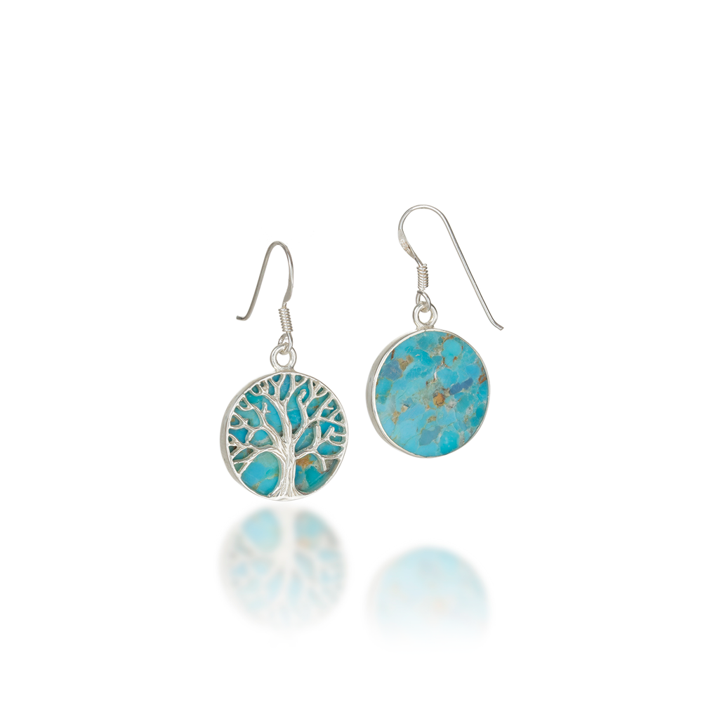 Tree Of Life Natural Turquoise Earrings