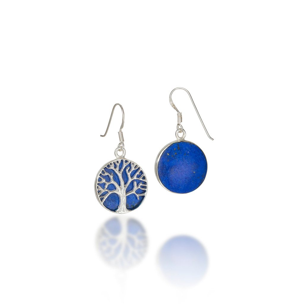 Tree Of Life Natural Lapis Lazuli Earrings