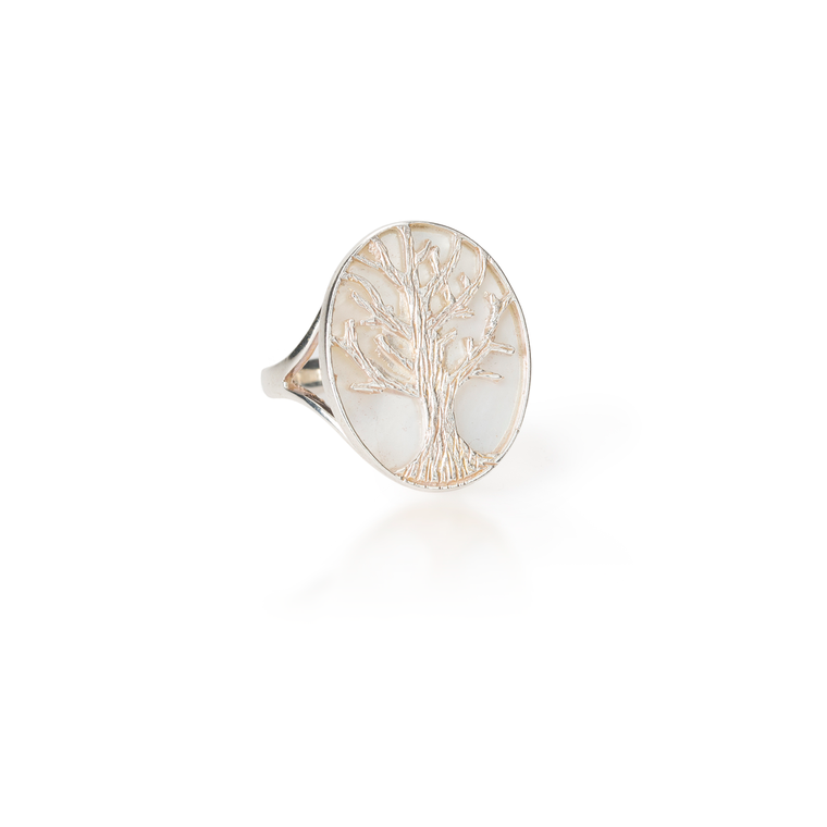 Tree of Life Oval Mother of Pearl Ring