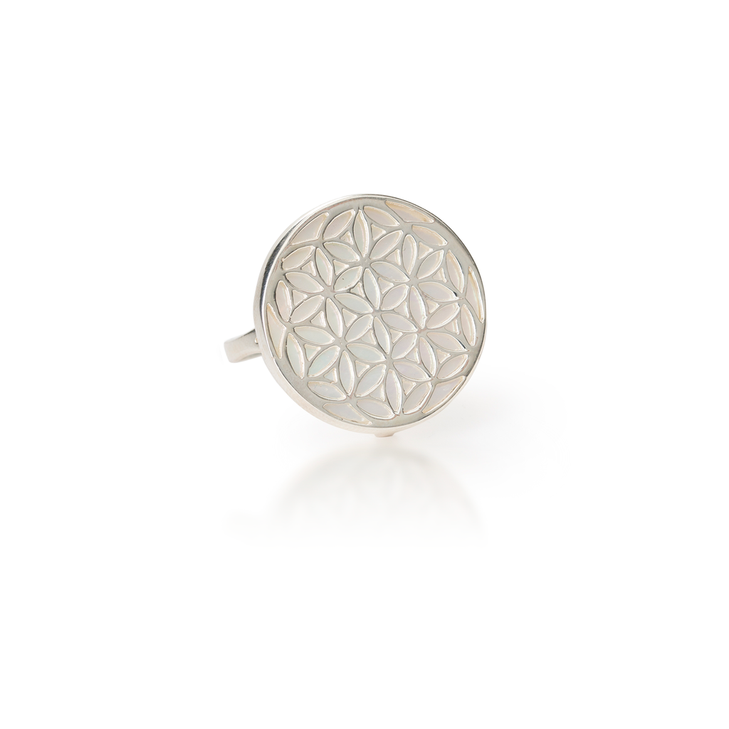 Flower of Life Mother of Pearl Ring