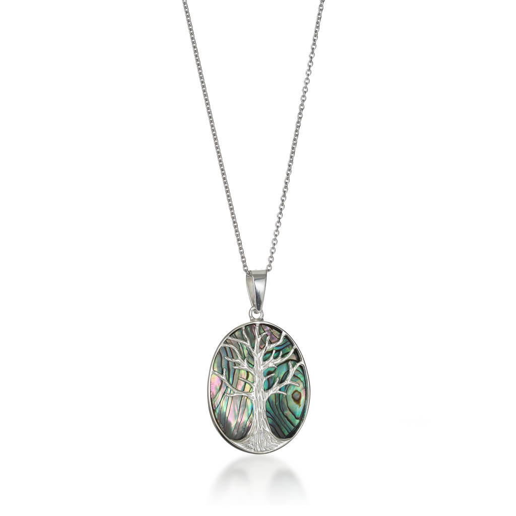 Tree of Life Oval Paua Shell Necklace Large 