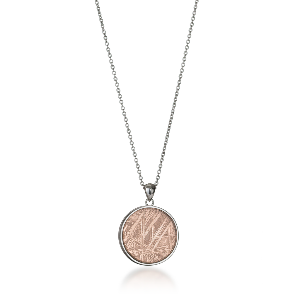 Seed of Life Rose Gold Meteorite Necklace Back