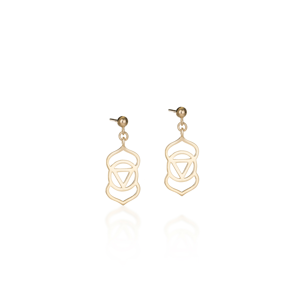 Brow Chakra Yellow Gold Earrings