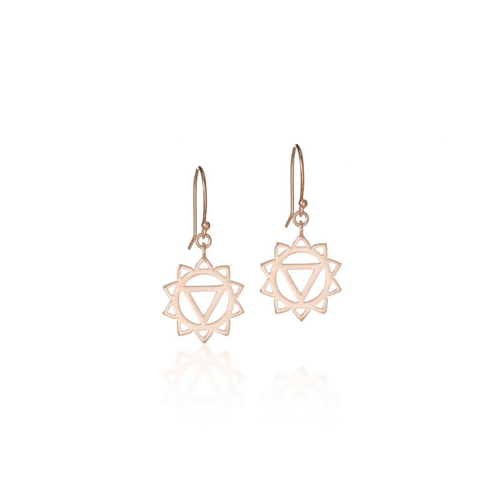 Solar Plexus Chakra Rose Gold Dangle Earrings