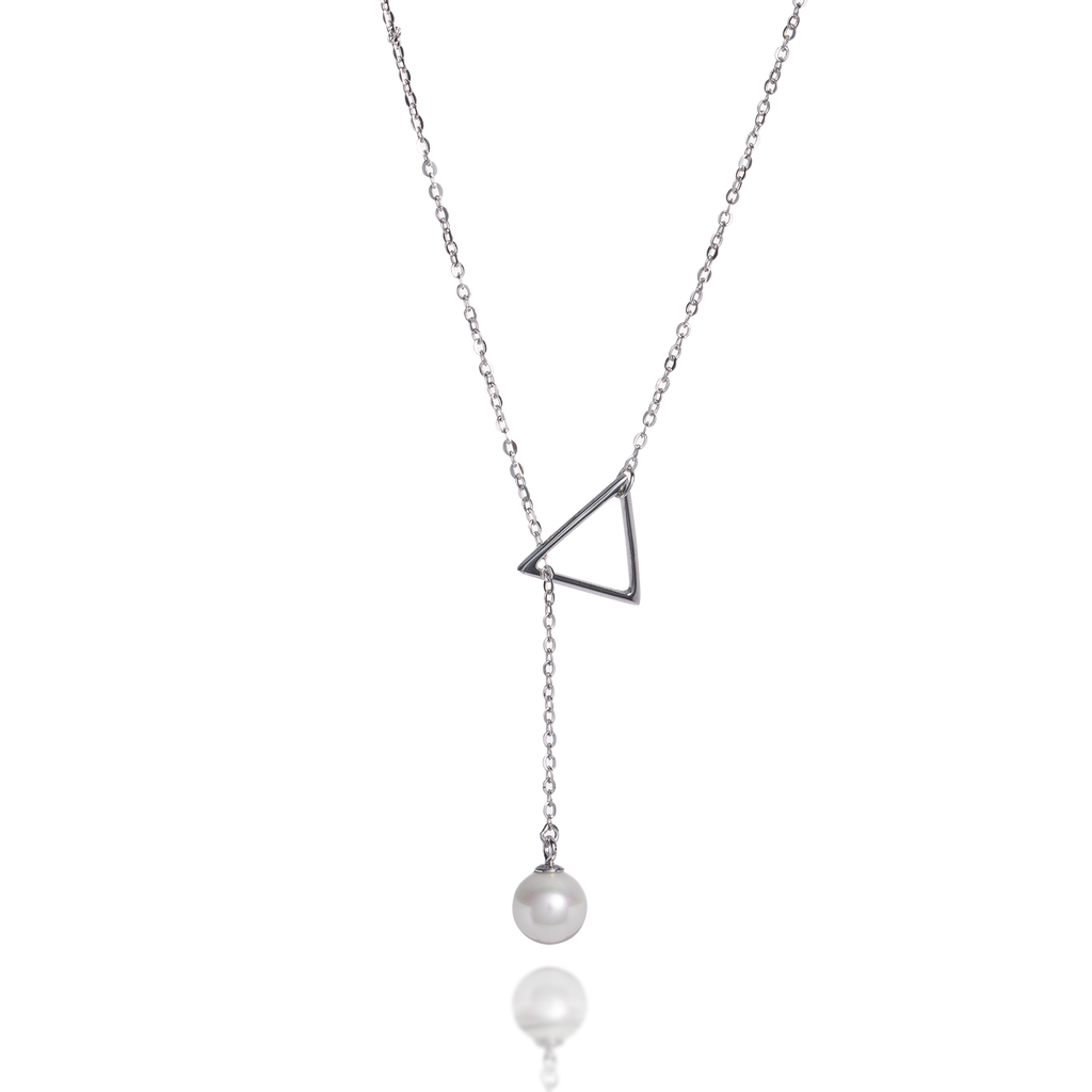 Triangle Dangling Pearl Necklace