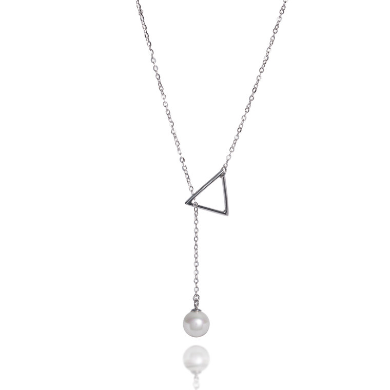 Triangle Dangling Pearl Necklace