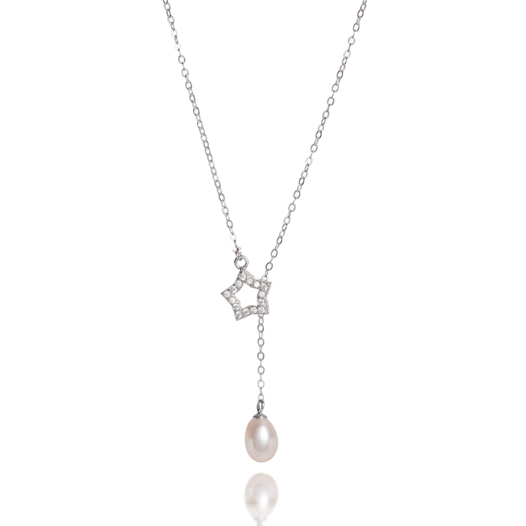 Star Dangling Pearl Necklace