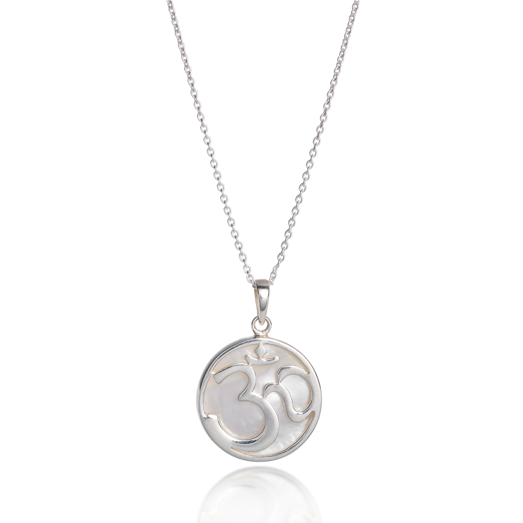 Om White Mother of Pearl Necklace