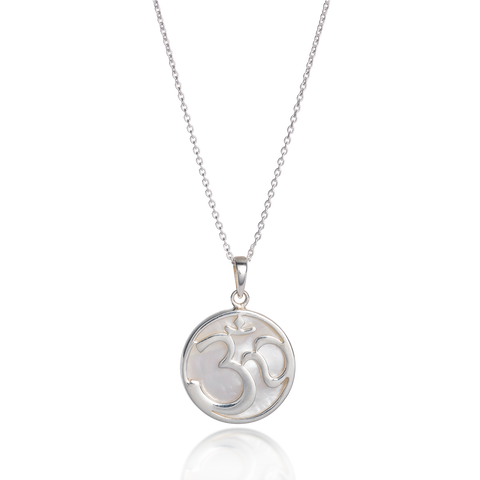 Om White Mother of Pearl Necklace