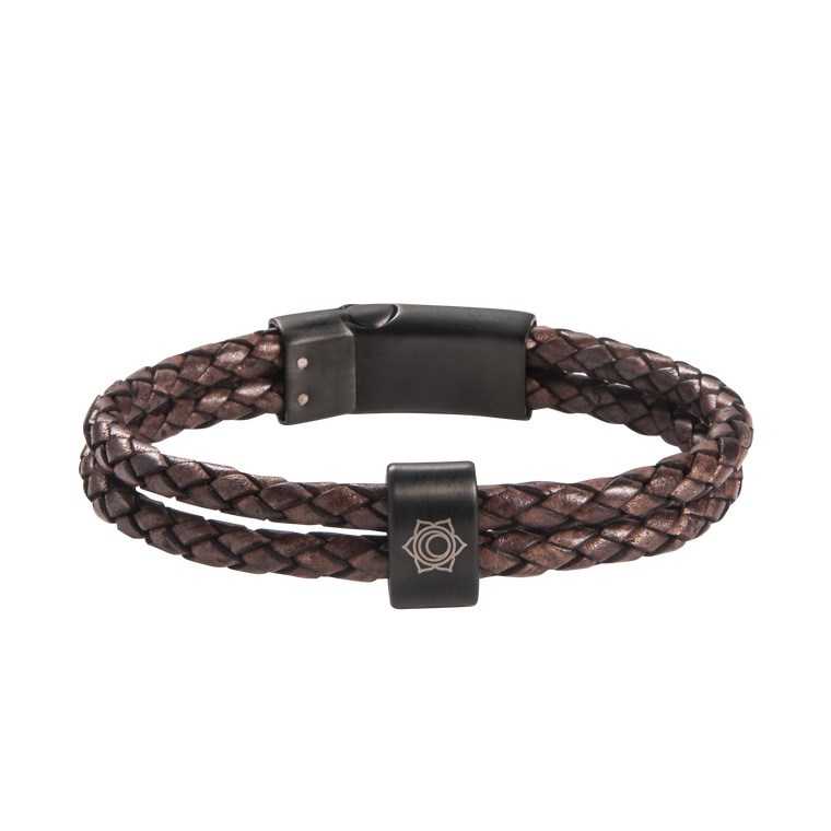 Sacral Chakra Double Leather Bracelet