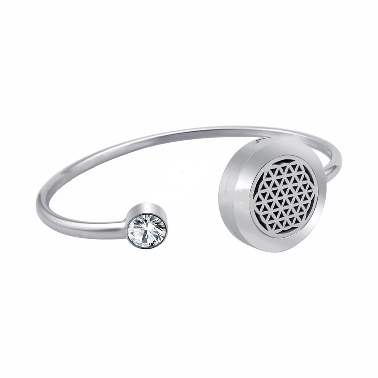 Flower of Life Aroma Diffuser Bangle with CZ Stone