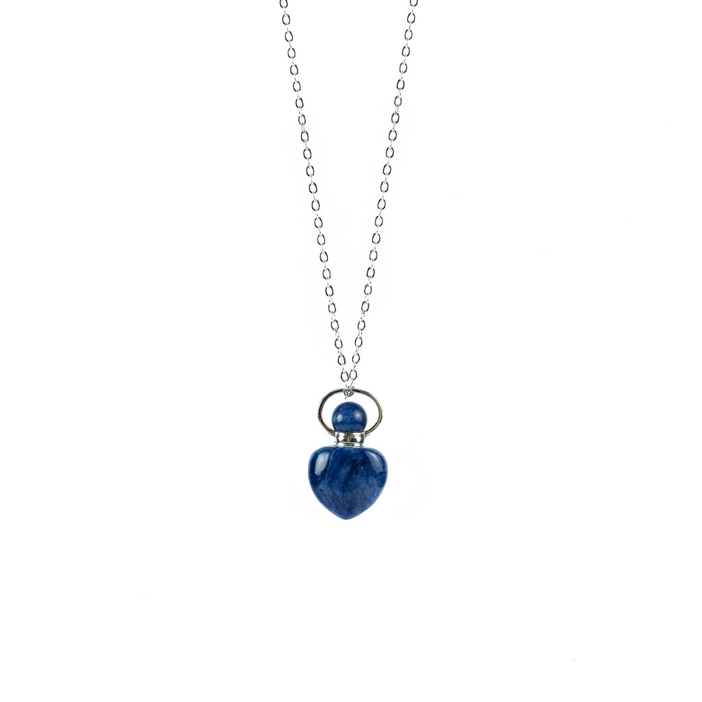 Sodalite Heart Shape Essential Oil Diffuser Necklace