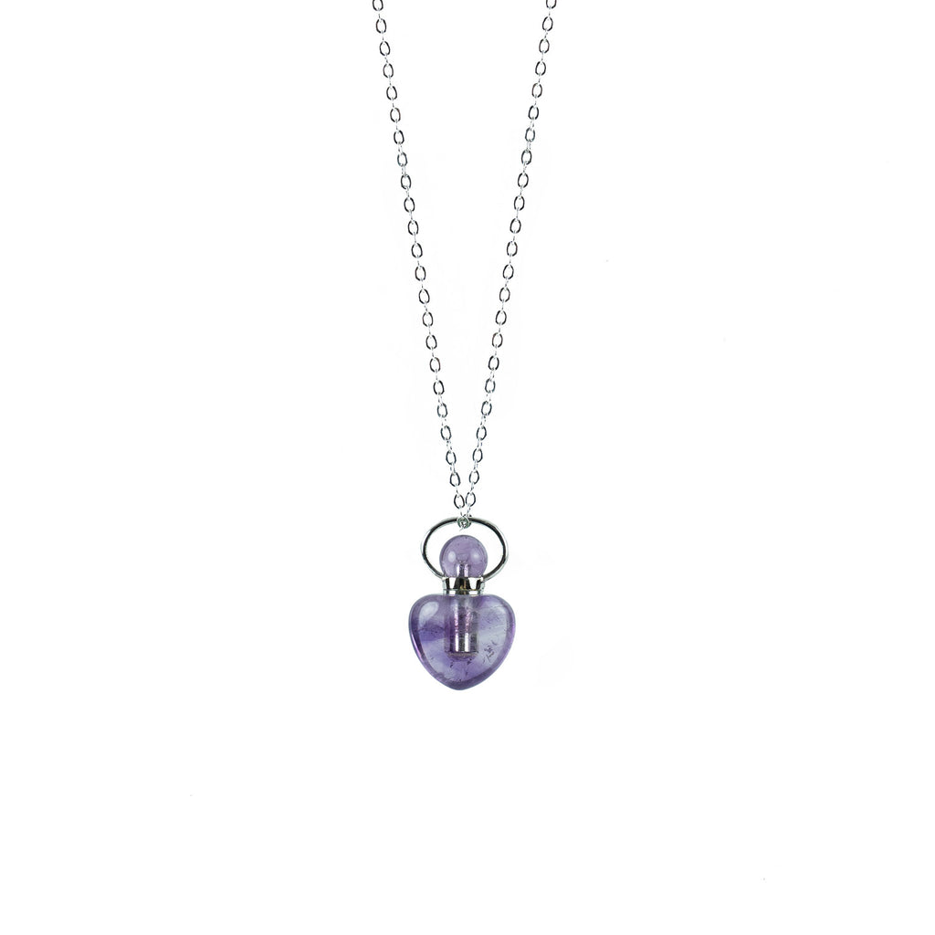 Amethyst Heart Shape Essential Oil Diffuser Necklace