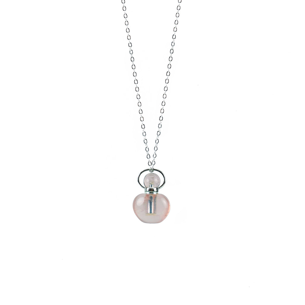 Rose Quartz Apple Shape Essential Oil Diffuser Necklace
