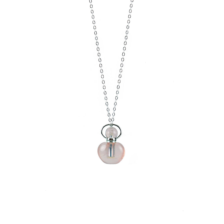 Rose Quartz Apple Shape Essential Oil Diffuser Necklace
