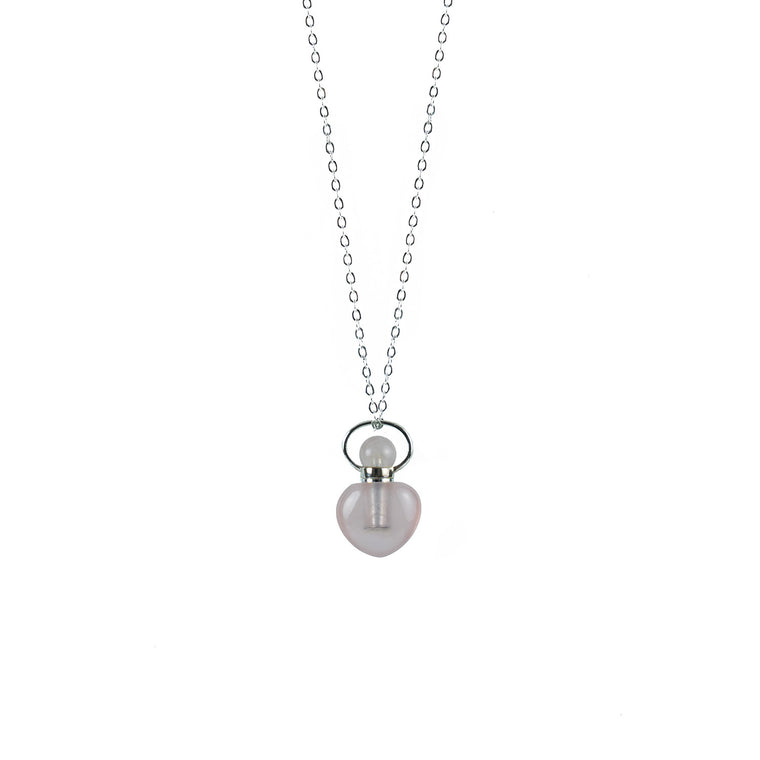 Rose Quartz Heart Shape Essential Oil Diffuser Necklace