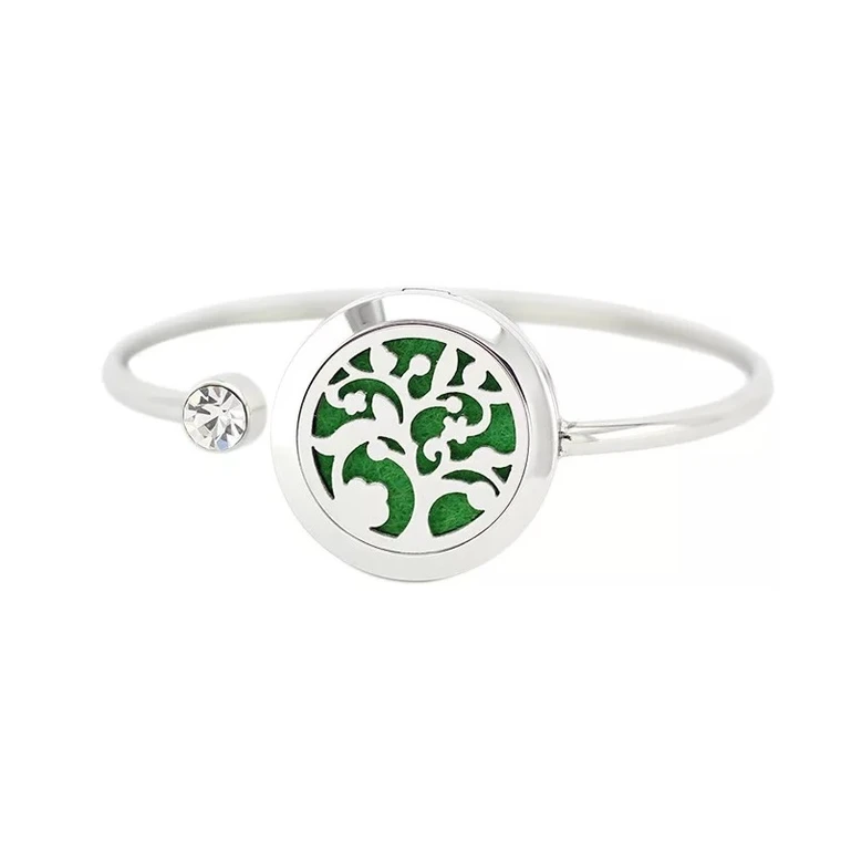 Tree of Life Aroma Diffuser Bangle with CZ Stone