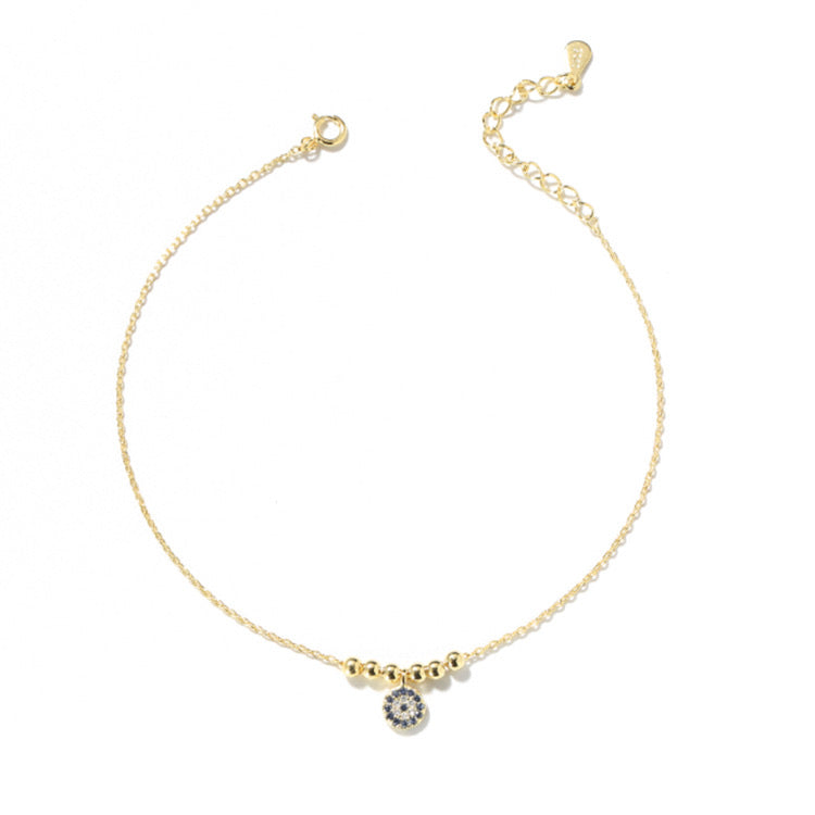 Classic Evil Eye Anklet with Cubic Zirconia Stones