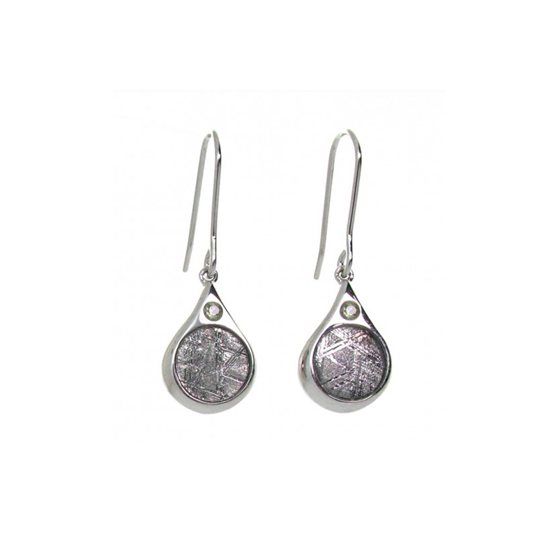 'Iris' Meteorite and Moldavite Earrings